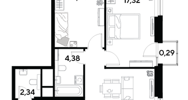 2-к. квартира, 61&nbsp;м²