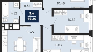 3-к. квартира, 67 м²