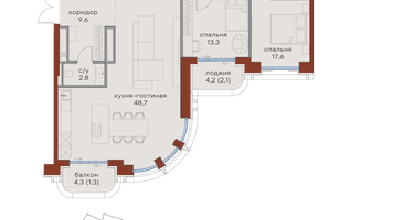 2-к. квартира, 115&nbsp;м²