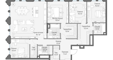 4-к. квартира, 187 м²