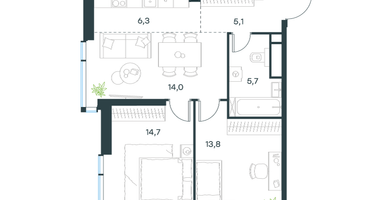 3-к. квартира, 59&nbsp;м²