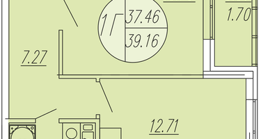1-к. квартира, 39&nbsp;м²