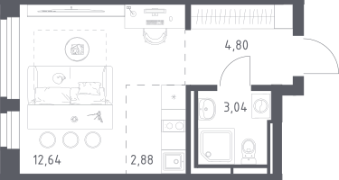Студия, 23&nbsp;м²