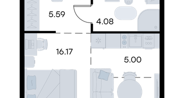 Студия, 30 м²