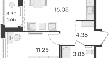 1-к. квартира, 37 м²