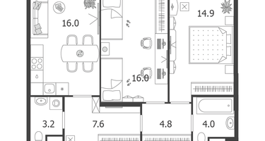 2-к. квартира, 66 м²