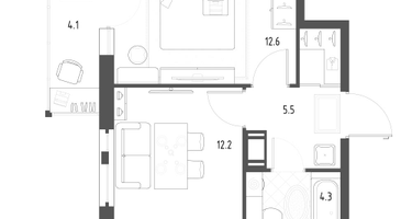 1-к. квартира, 35&nbsp;м²