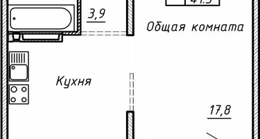 1-к. квартира, 41&nbsp;м²