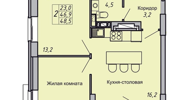 2-к. квартира, 48&nbsp;м²