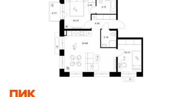 2-к. квартира, 58&nbsp;м²