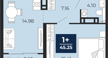 1-к. квартира, 41 м²