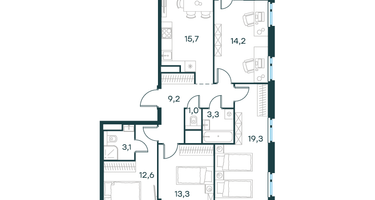 4-к. квартира, 93&nbsp;м²