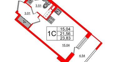 Студия, 21&nbsp;м²