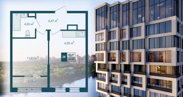 2-к. квартира, 44&nbsp;м²