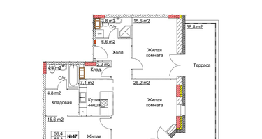 3-к. квартира, 99&nbsp;м²