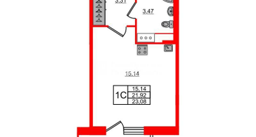 Студия, 21&nbsp;м²