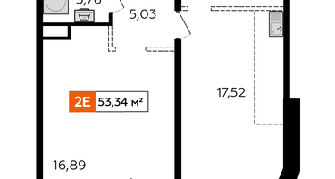 1-к. квартира, 53&nbsp;м²