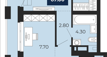 1-к. квартира, 52 м²