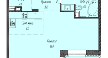 Студия, 53&nbsp;м²