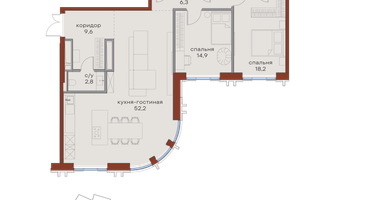 2-к. квартира, 118 м²