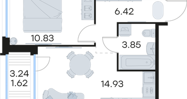 1-к. квартира, 37&nbsp;м²