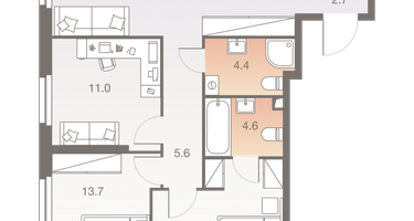 4-к. квартира, 87&nbsp;м²