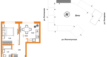 1-к. квартира, 33&nbsp;м²