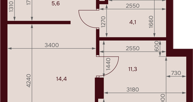 1-к. квартира, 36 м²