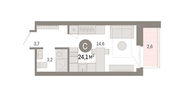 Студия, 24&nbsp;м²