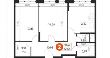 2-к. квартира, 62&nbsp;м²