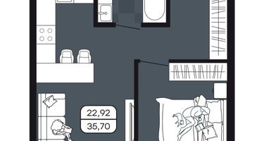 1-к. квартира, 35&nbsp;м²