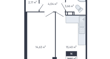 1-к. квартира, 40&nbsp;м²
