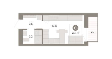 Студия, 24&nbsp;м²