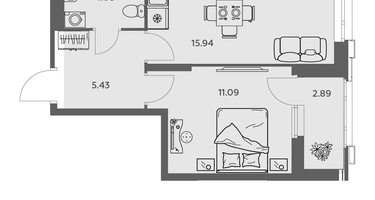 Студия, 39&nbsp;м²