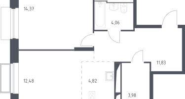 Студия , 51&nbsp;м²