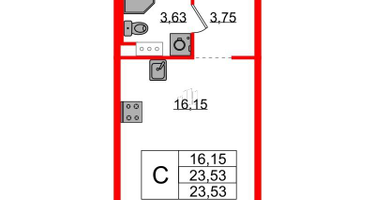 Студия, 23&nbsp;м²