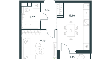 1-к. квартира, 31&nbsp;м²