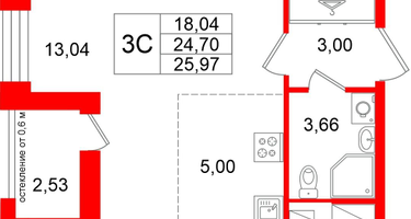Студия, 24 м²