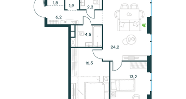 2-к. квартира, 70&nbsp;м²