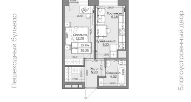 2-к. квартира, 35&nbsp;м²
