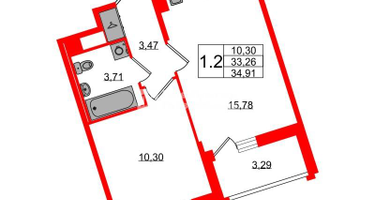 1-к. квартира, 33 м²
