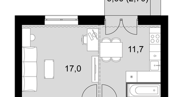 1-к. квартира, 45&nbsp;м²