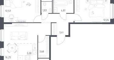 Студия, 62&nbsp;м²
