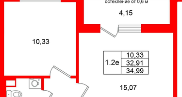 1-к. квартира, 32&nbsp;м²