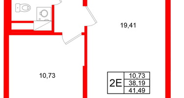 1-к. квартира, 41 м²