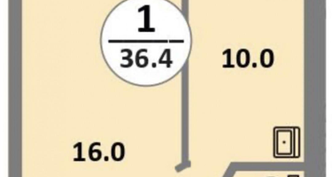 1-к. квартира, 36,3 м²
