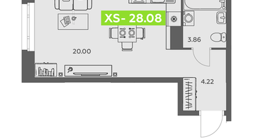 Студия, 28 м²