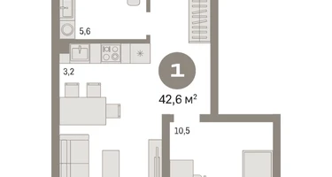 1-к. квартира, 42&nbsp;м²