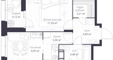 Студия, 39&nbsp;м²