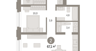 2-к. квартира, 67&nbsp;м²